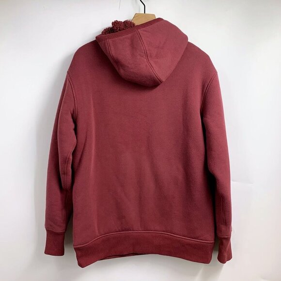 Athleta‎ Reversible Sherpa 511866 Maple Red Hooded Sweatshirt Size S - Picture 2 of 12